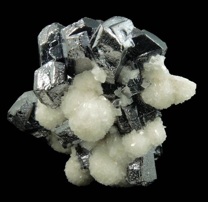 Galena (Spinel Law-twinned) and Calcite from Casapalca District, Huarochiri Province, Peru