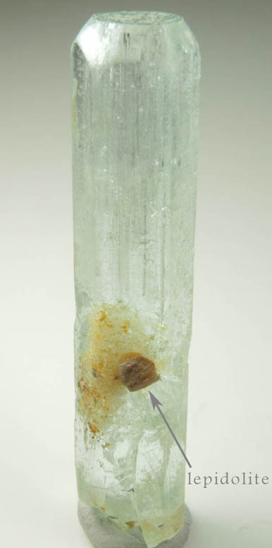 Beryl var. Aquamarine with minor Lepidolite from Medina Pegmatite, Pedra Azul, Minas Gerais, Brazil