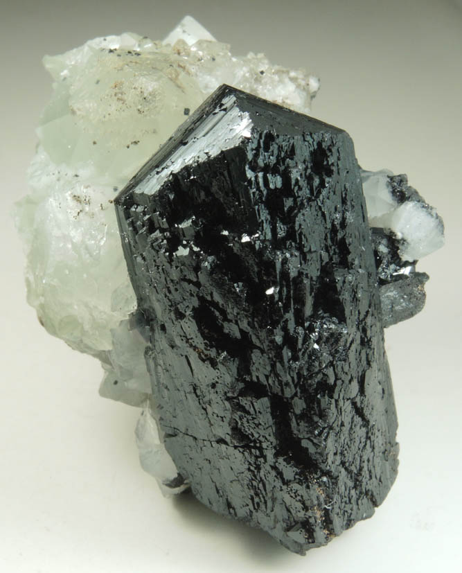 Ilvaite on Quartz from Dalnegorsk, Primorskiy Kray, Russia