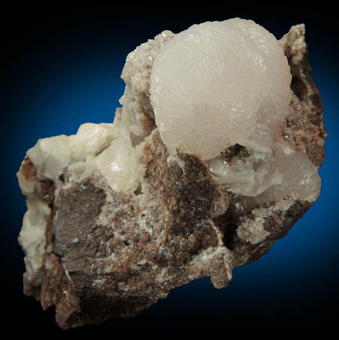 Calcite var. Manganoan Calcite, Quartz, Barite, Hematite from Montreal Mine, Gogebic Iron Range, Iron County, Wisconsin