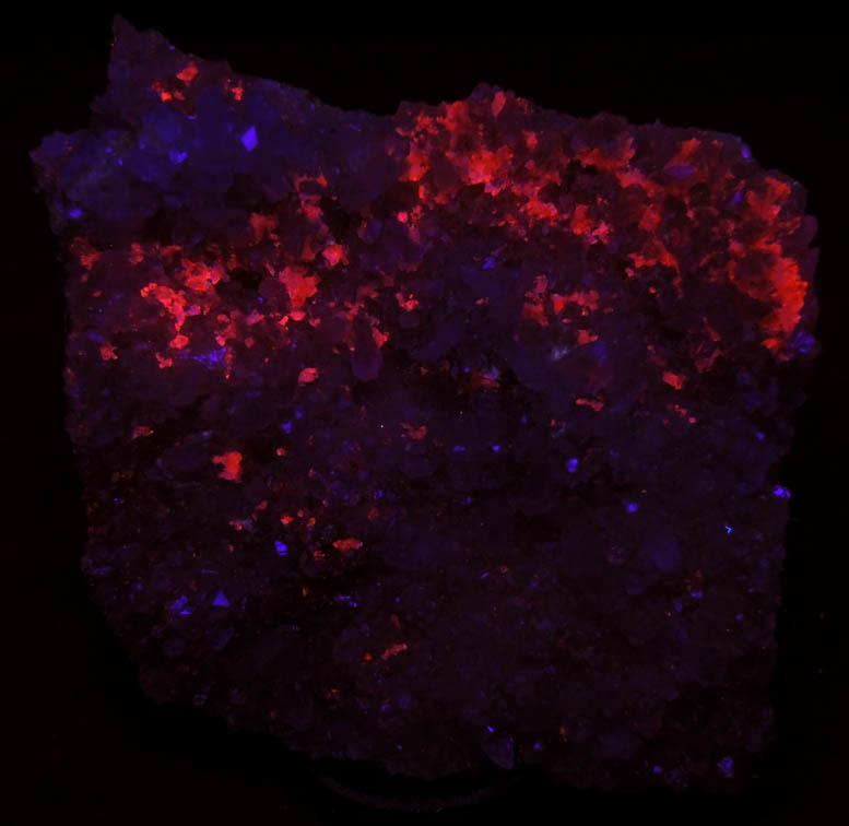 Photo below under shortwave ultraviolet illumination of Celestine from Mina La Parajola, Algameca, Cartagena, Murcia, Spain Celestine from Mina La Parajola, Algameca, Cartagena, Murcia, Spain