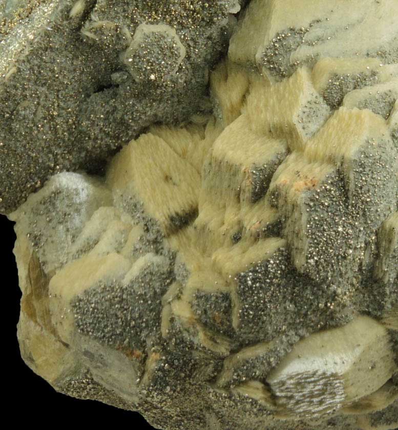 Siderite, Muscovite, Pyrite over Ferberite from Panasqueira Mine, Barroca Grande, 21 km. west of Fundao, Castelo Branco, Portugal