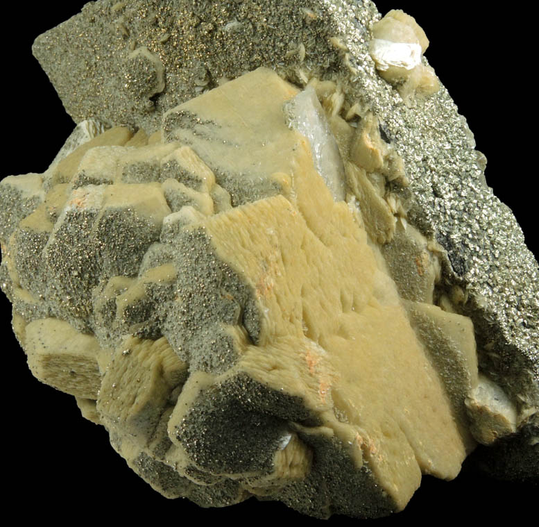 Siderite, Muscovite, Pyrite over Ferberite from Panasqueira Mine, Barroca Grande, 21 km. west of Fundao, Castelo Branco, Portugal