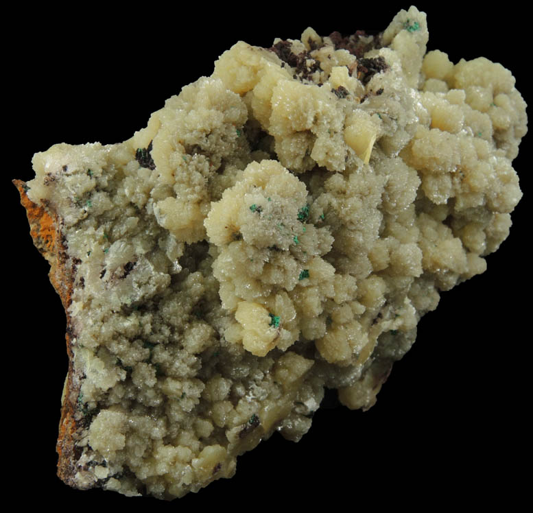 Mimetite with Native Copper and Malachite from Tsumeb Mine, Otavi-Bergland District, Oshikoto, Namibia