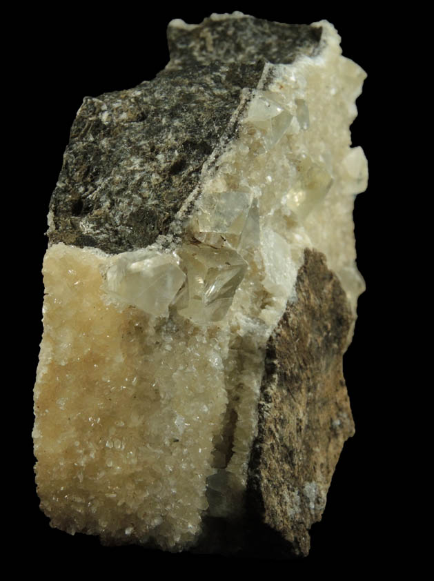 Calcite (twinned crystals) with Stilbite and Apophyllite from Fanwood Quarry (Weldon Quarry), Watchung, Somerset County, New Jersey