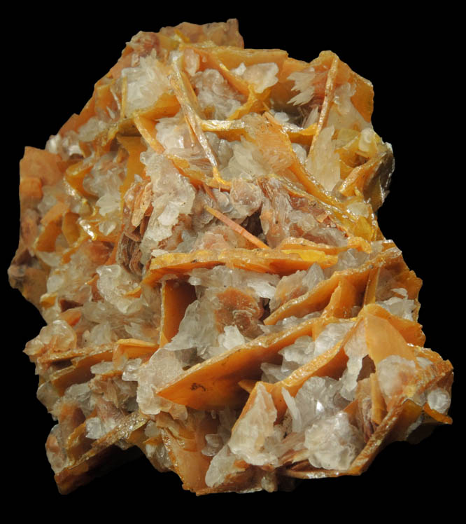 Calcite on Wulfenite from Defiance Mine, Courtland-Gleeson District, Cochise County, Arizona