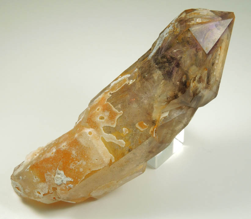 Hyalite Opal on Smoky Quartz with Amethyst zones from Goboboseb Mountains, 43 km west of Brandberg Mountain, Erongo region, Namibia