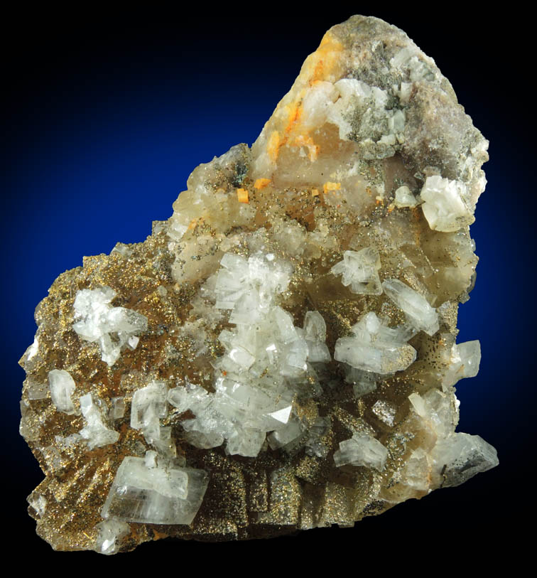 Pyrite and Barite over Fluorite from Moscona Mine, Solis, Villabona District, Asturias, Spain