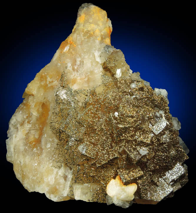 Pyrite and Barite over Fluorite from Moscona Mine, Solis, Villabona District, Asturias, Spain