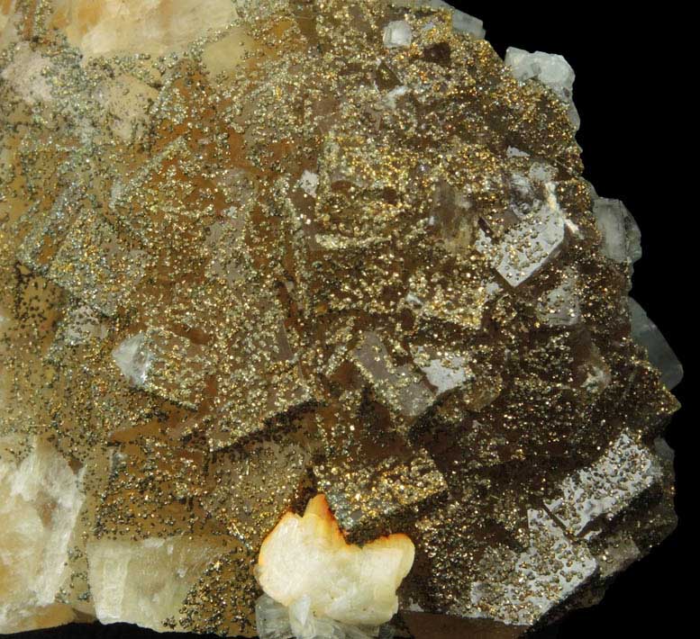 Pyrite and Barite over Fluorite from Moscona Mine, Solis, Villabona District, Asturias, Spain