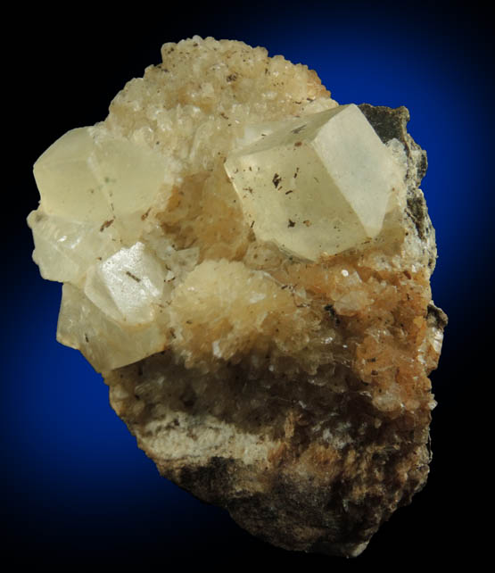 Calcite (twinned crystals) with Stilbite, Goethite from Fanwood Quarry, Watchung, Somerset County, New Jersey