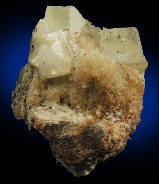 Calcite (twinned crystals) with Stilbite, Goethite from Fanwood Quarry, Watchung, Somerset County, New Jersey