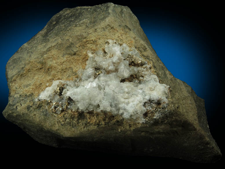 Pyrite in Calcite from Prospect Park Quarry, Prospect Park, Passaic County, New Jersey