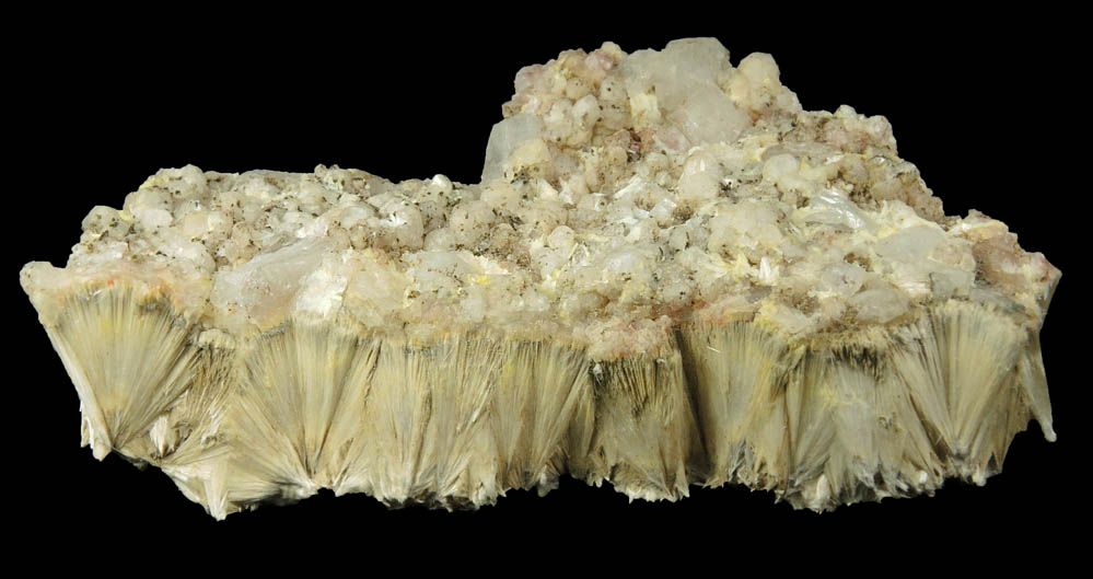 Analcime, Heulandite, Goethite on Pectolite from Prospect Park Quarry, Prospect Park, Passaic County, New Jersey