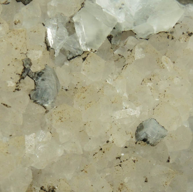 Heulandite and Calcite on Quartz with Chamosite from Prospect Park Quarry, Prospect Park, Passaic County, New Jersey
