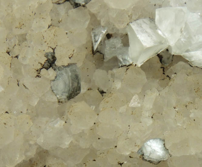 Heulandite and Calcite on Quartz with Chamosite from Prospect Park Quarry, Prospect Park, Passaic County, New Jersey