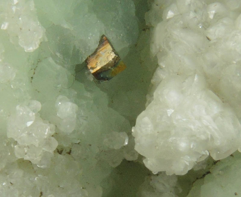 Quartz on Prehnite with Pyrite from Millington Quarry, Bernards Township, Somerset County, New Jersey