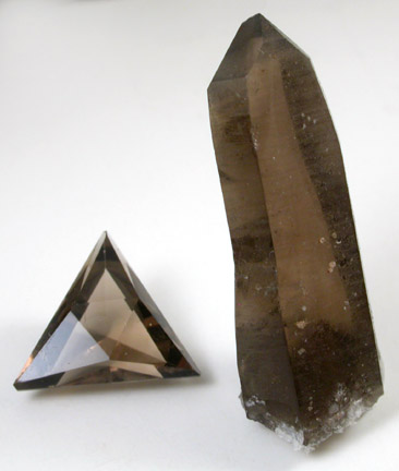 Quartz var. Smoky (with 2.36 carat faceted gemstone) from Moat Mountain, Hale's Location, Carroll County, New Hampshire