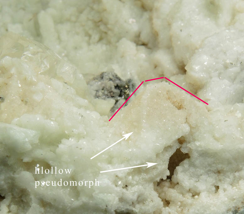 Datolite pseudomorphs after (Calcite or Quartz?) with Calcite from Millington Quarry, Bernards Township, Somerset County, New Jersey