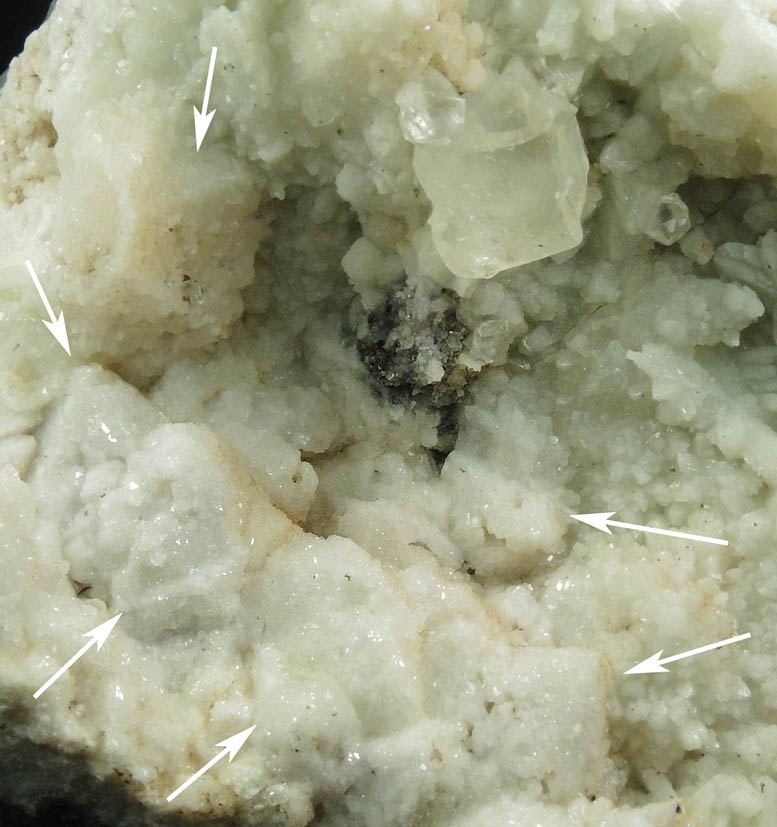 Datolite pseudomorphs after (Calcite or Quartz?) with Calcite from Millington Quarry, Bernards Township, Somerset County, New Jersey