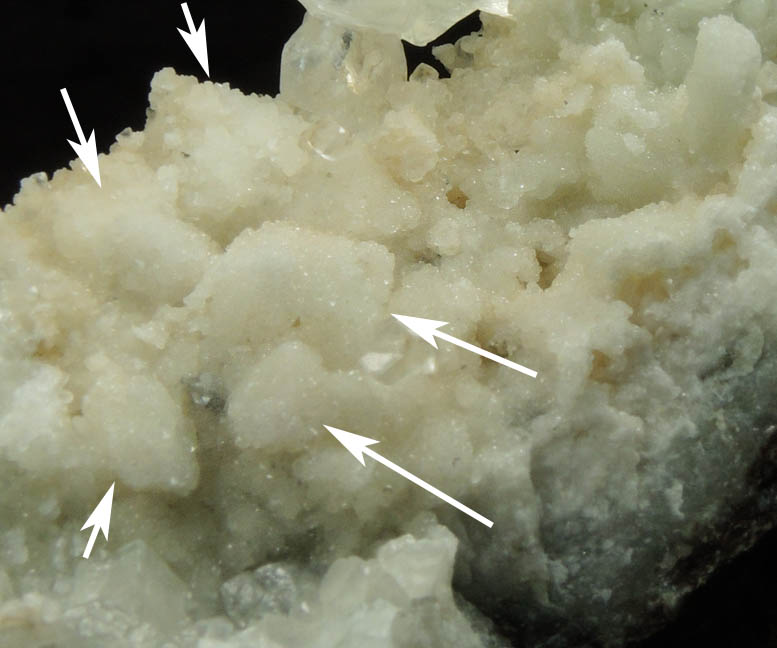 Datolite pseudomorphs after (Calcite or Quartz?) with twinned Calcite from Millington Quarry, Bernards Township, Somerset County, New Jersey