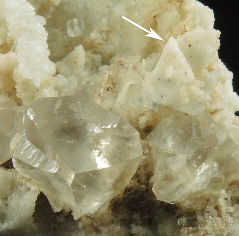 Datolite pseudomorphs after (Calcite or Quartz?) with twinned Calcite from Millington Quarry, Bernards Township, Somerset County, New Jersey