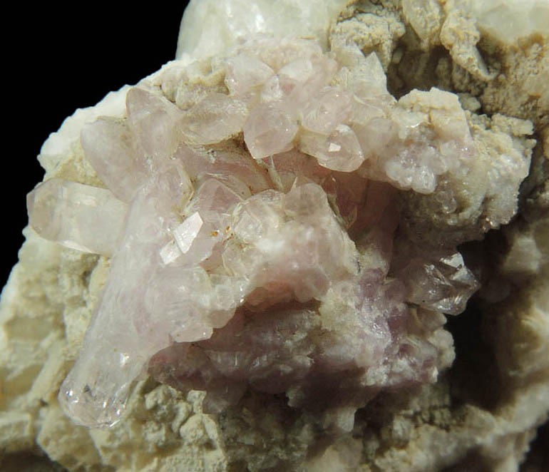 Quartz var. Rose Quartz Crystals with Albite from Plumbago Mountain, Newry, Oxford County, Maine