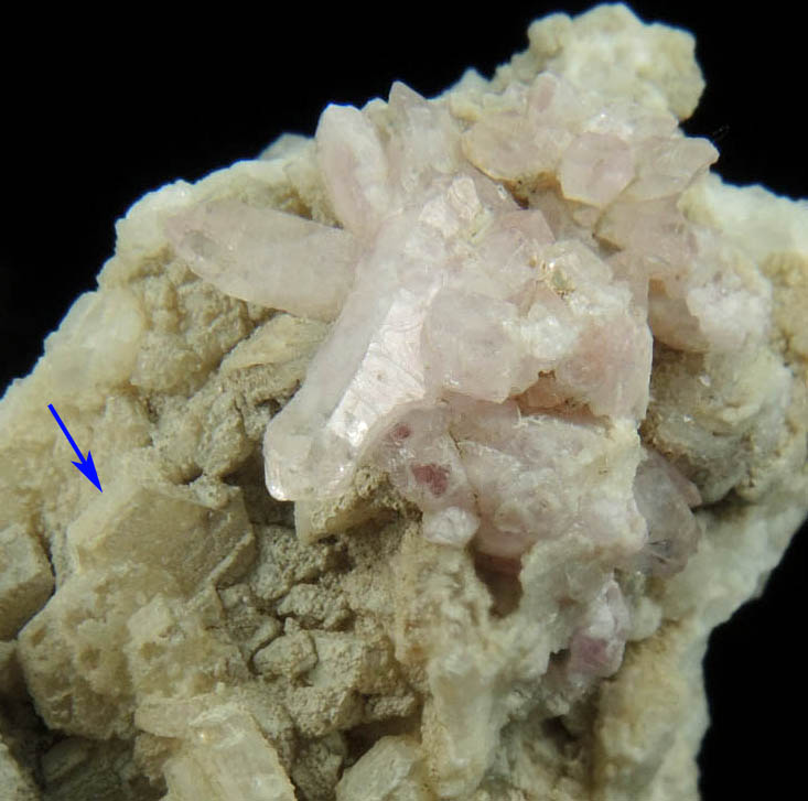Quartz var. Rose Quartz Crystals with Albite from Plumbago Mountain, Newry, Oxford County, Maine