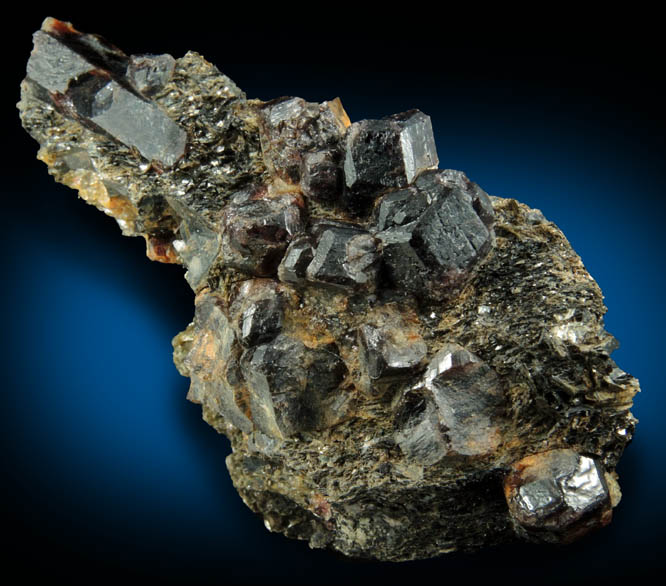 Almandine Garnet with Staurolite in Biotite Mica from Pipeline exposure, 500 m south of Diamond Lake, Glastonbury, Hartford County, Connecticut