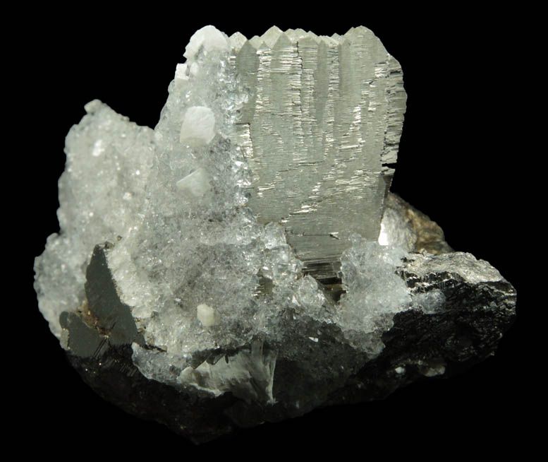 Fluorite and Calcite on Arsenopyrite from Yaogangxian Mine, Nanling Mountains, Hunan, China