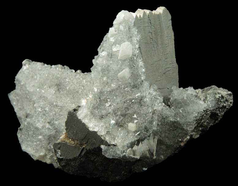 Fluorite and Calcite on Arsenopyrite from Yaogangxian Mine, Nanling Mountains, Hunan, China