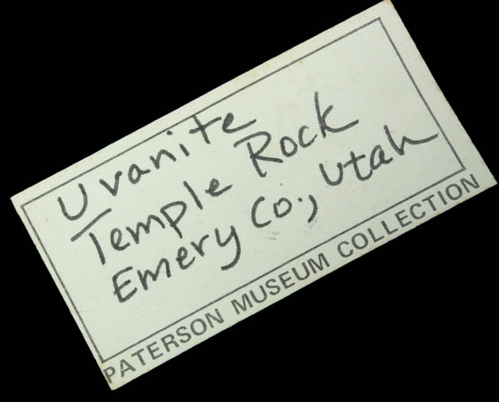Uvanite from Temple Mountain, San Rafael Swell, Emery County, Utah (Type Locality for Uvanite)