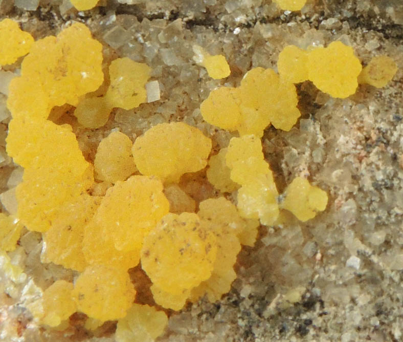 Mimetite on Calcite from San Pedro Corralitos, Casas Grandes, Chihuahua, Mexico