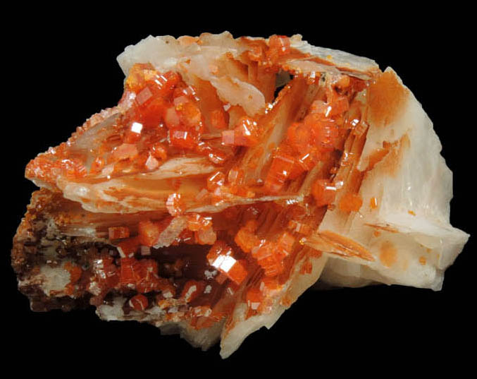 Vanadinite on Barite from Mibladen, Haute Moulouya Basin, Zeida-Aouli-Mibladen belt, Midelt Province, Morocco