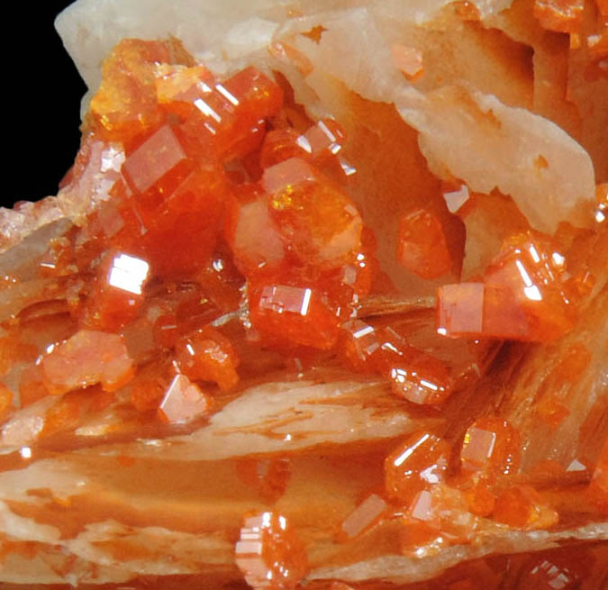 Vanadinite on Barite from Mibladen, Haute Moulouya Basin, Zeida-Aouli-Mibladen belt, Midelt Province, Morocco