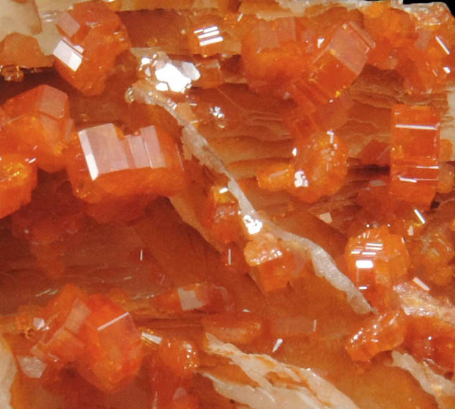 Vanadinite on Barite from Mibladen, Haute Moulouya Basin, Zeida-Aouli-Mibladen belt, Midelt Province, Morocco