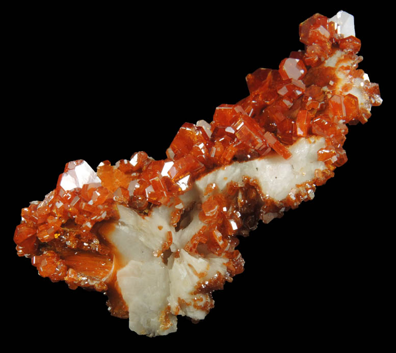 Vanadinite over Barite from Mibladen, Haute Moulouya Basin, Zeida-Aouli-Mibladen belt, Midelt Province, Morocco