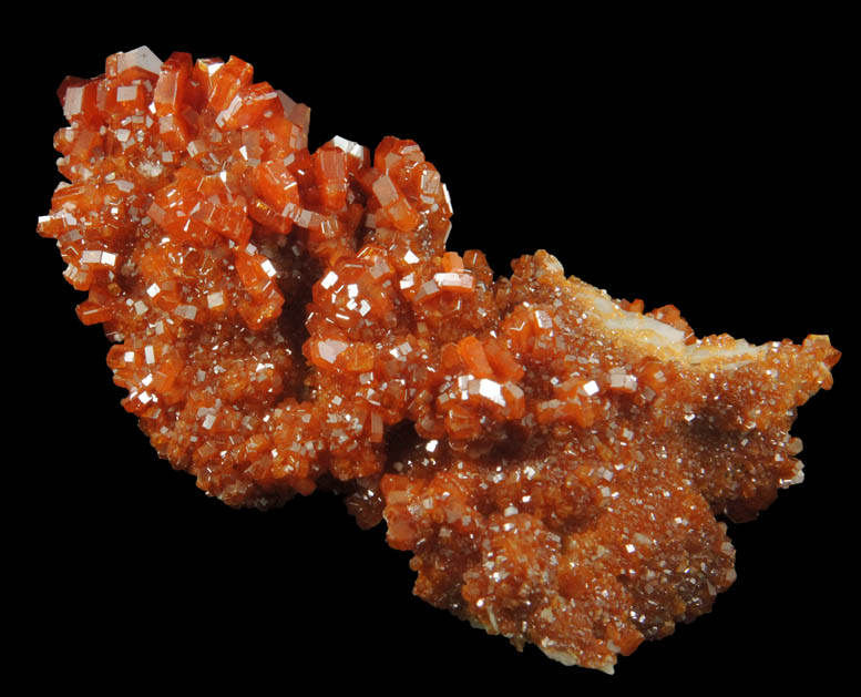 Vanadinite over Barite from Mibladen, Haute Moulouya Basin, Zeida-Aouli-Mibladen belt, Midelt Province, Morocco