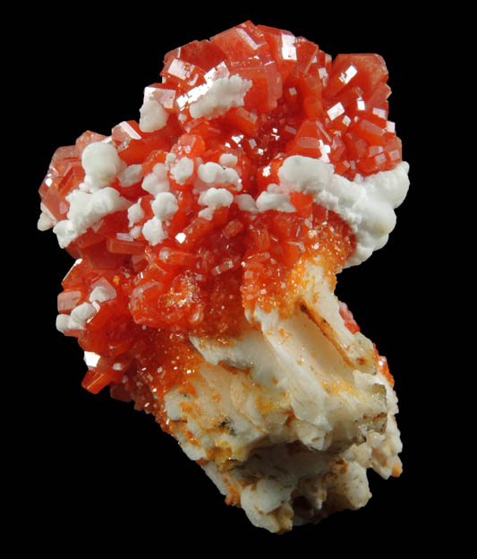 Vanadinite and Calcite over Barite from Mibladen, Haute Moulouya Basin, Zeida-Aouli-Mibladen belt, Midelt Province, Morocco