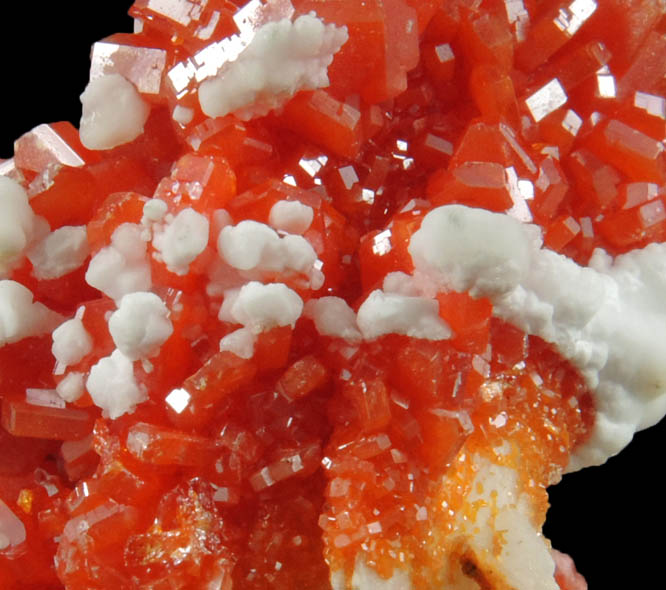 Vanadinite and Calcite over Barite from Mibladen, Haute Moulouya Basin, Zeida-Aouli-Mibladen belt, Midelt Province, Morocco