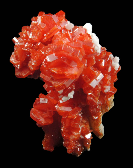 Vanadinite and Calcite over Barite from Mibladen, Haute Moulouya Basin, Zeida-Aouli-Mibladen belt, Midelt Province, Morocco