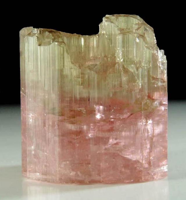 Elbaite var. Bi-colored Tourmaline (doubly terminated) from Himalaya Mine, Mesa Grande District, San Diego County, California