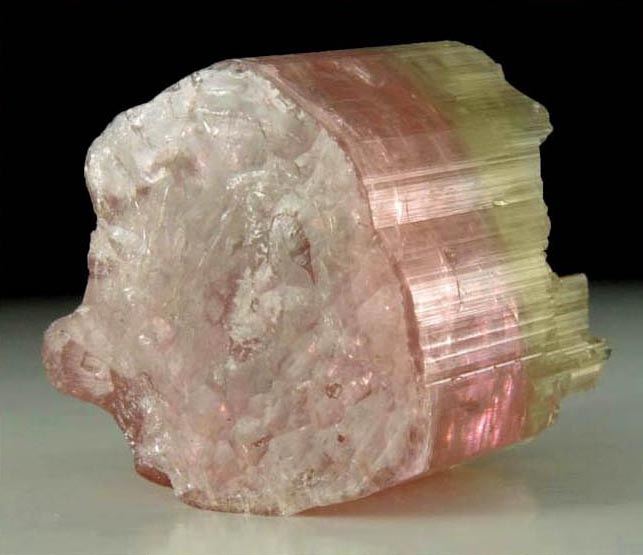 Elbaite var. Bi-colored Tourmaline (doubly terminated) from Himalaya Mine, Mesa Grande District, San Diego County, California