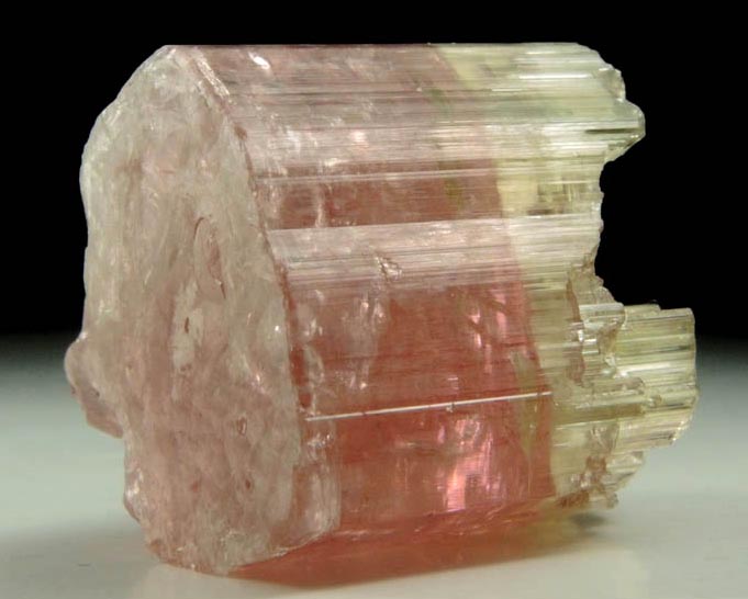 Elbaite var. Bi-colored Tourmaline (doubly terminated) from Himalaya Mine, Mesa Grande District, San Diego County, California