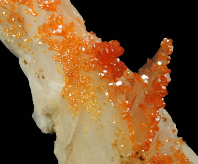 Vanadinite on Barite from Mibladen, Haute Moulouya Basin, Zeida-Aouli-Mibladen belt, Midelt Province, Morocco