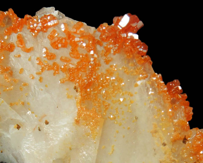 Vanadinite on Barite from Mibladen, Haute Moulouya Basin, Zeida-Aouli-Mibladen belt, Midelt Province, Morocco