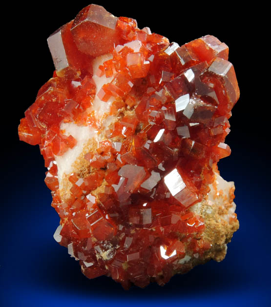 Vanadinite over Barite from Mibladen, Haute Moulouya Basin, Zeida-Aouli-Mibladen belt, Midelt Province, Morocco