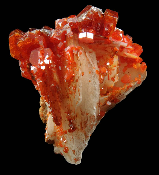 Vanadinite over Barite from Mibladen, Haute Moulouya Basin, Zeida-Aouli-Mibladen belt, Midelt Province, Morocco