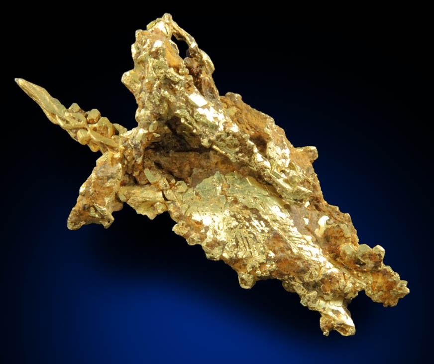 Gold (naturally crystallized twinned native gold) from Mount Kare Mine, Enga Province, Papua New Guinea