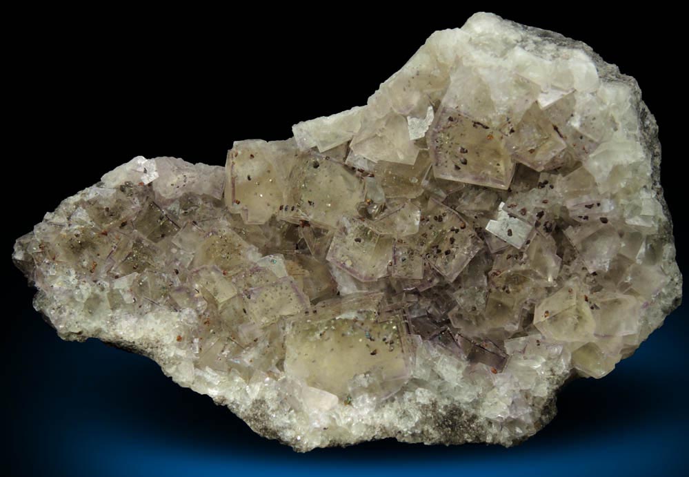 Chalcopyrite on Fluorite from Seata Mine, Aysgarth, Wensleydale, North Yorkshire, England